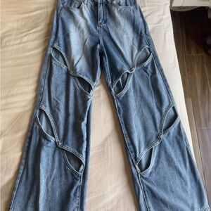 Stylish Blue Distressed Women Jeans